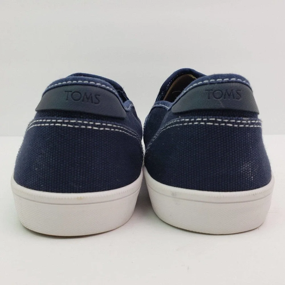 Toms Baja Classic Mens Size 9 Navy Blue Canvas Slip On Casual Loafer Shoes
